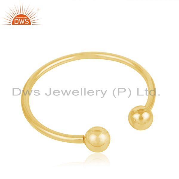 Exporter 18k Yellow Gold Plated 925 Sterling Silver Simple Cuff Bracelet Manufacturer