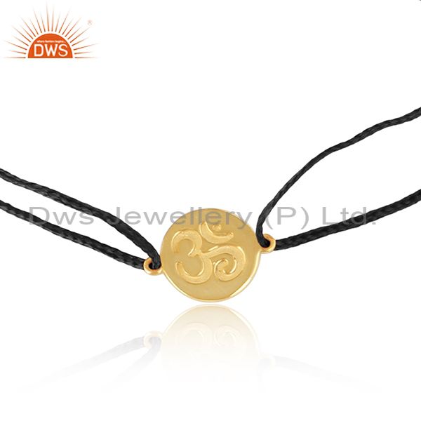 Black color dori 18k gold plated silver om engraving bracelet jewelry