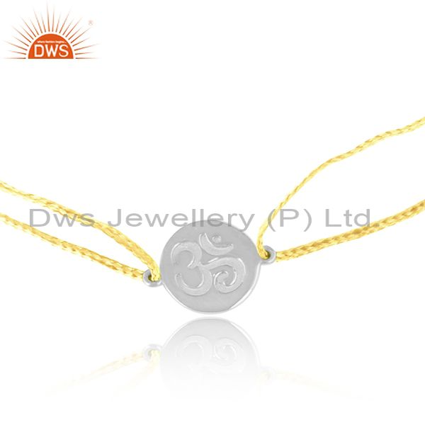 Yellow color dori rhodium on silver om engraving bracelet jewelry