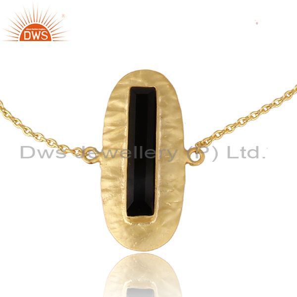 Exporter Texture Brik Design Gold Plated Silver Black Onyx Chain Bracelets
