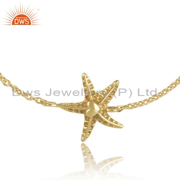 Star Shaped Sterling Silver Gold Plated Fancy Chain Bracelet