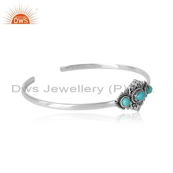 Designer Bohemian Cuff in Ocidised Silver with Arizona Turquoise Wholesale