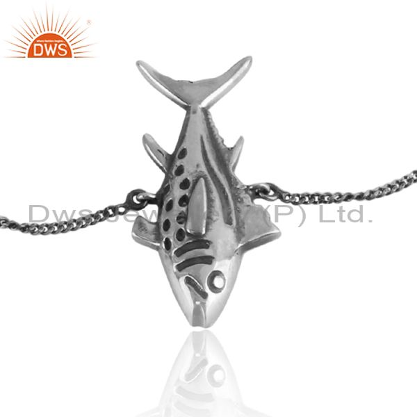 Handmade sea charms oxidized silver 925 adjustable bracelet
