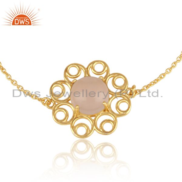 Supplier of Designer Gold on Silver Slider Bracelet with Rose Chalcedony