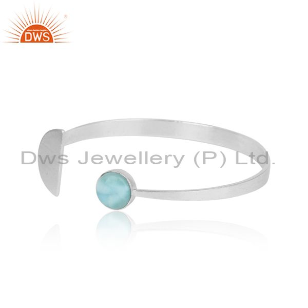 Handcrafted designer cuff in silver 925 with larimar