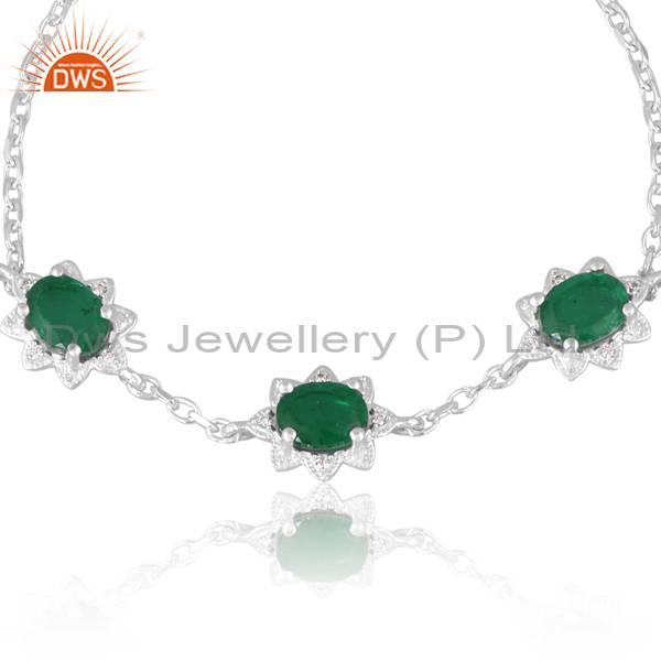 Doublet Zambian Emerald Quartz Bracelet with CZ