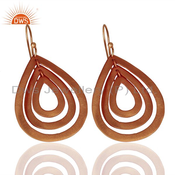 Exporter Handmade Rose Gold Plated Brass Fashion Dangle Earrings Manufacturers