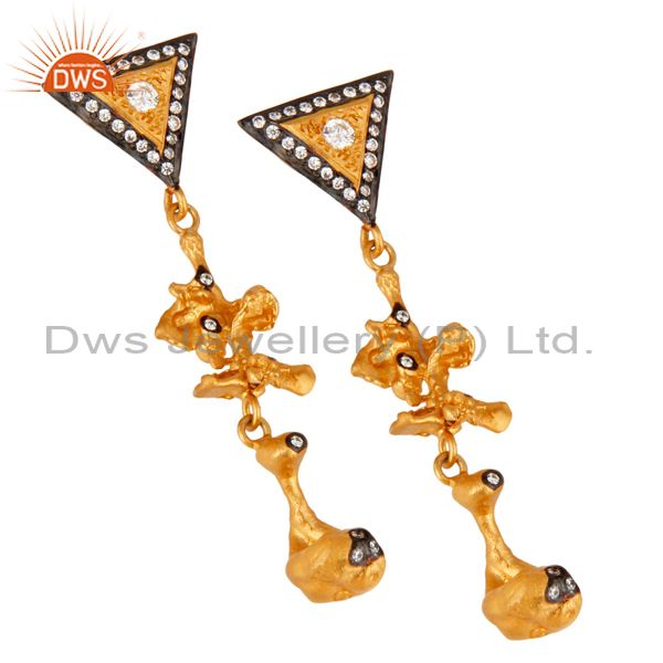 Exporter 18K Gold Plated 925 Sterling Silver Cubic Zirconia Fashion Desginer Earring