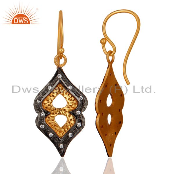 Exporter Handmade Gold Plated 925 Sterling Silver & Cubic Zirconia Designer Earring