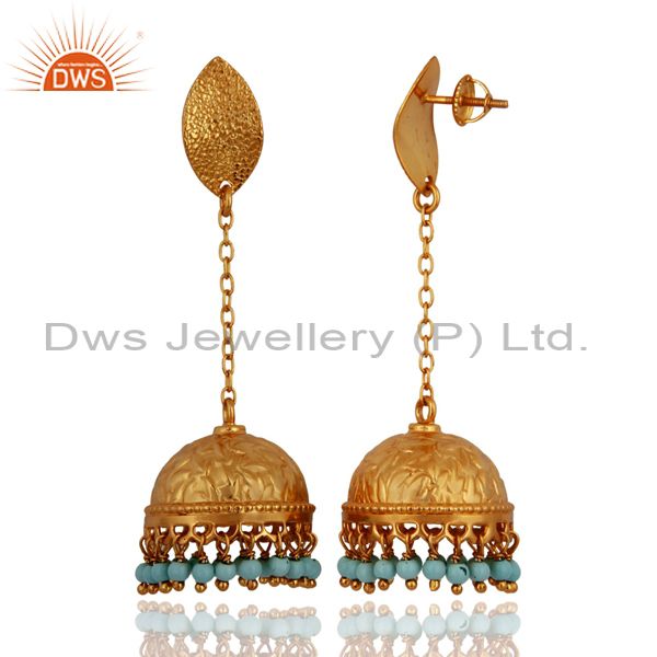 Exporter Indian Ethnic 925 Sterling Silver Turquoise Gemstone Designer Party Wear Earring
