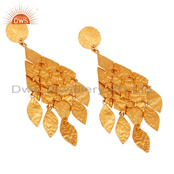 Exporter 14K Yellow Gold Plated 925 Sterling Silver Handmade Chandelier Earrings Jewelry
