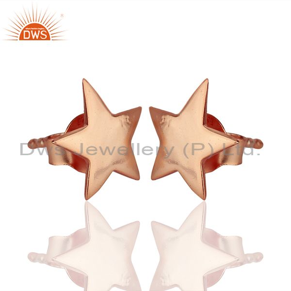 Exporter 14k Rose Gold Plated Star Charm Sterling Silver Stud Earring Supplier