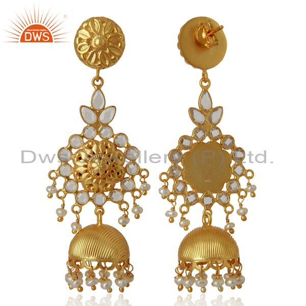 Exporter CZ Gold Plated Silver Womens Traditional Earrings Manufacturer