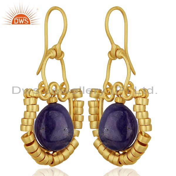 Exporter Tanzanite Gemstone Gold Plated Designer Silver Earrings Supplier