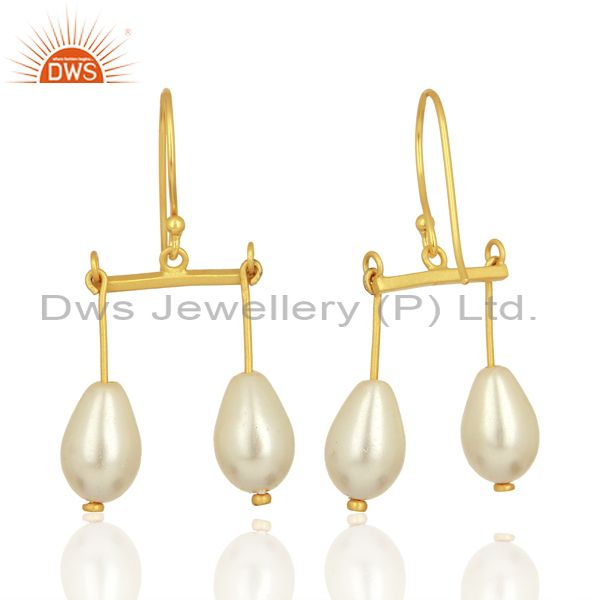 Exporter Natural Pearl Gemstone Gold Plated 925 Silver Womens Earring Wholesale