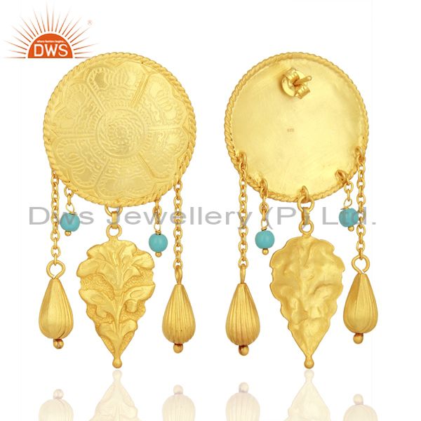 Exporter Gold Plated Silver Turquoise Gemstone Earrings Jewelry Manufacturer