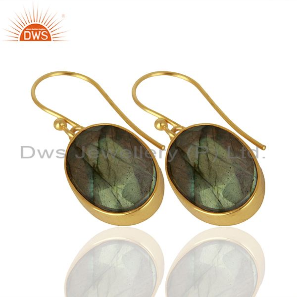 Exporter Labradorite Gemstone Gold Plated Silver Earrings Manufacturer Supplier