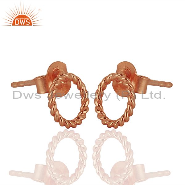 Exporter Rose Gold Plated 925 Silver Womens Stud Earrings Jewelry Manufacturer