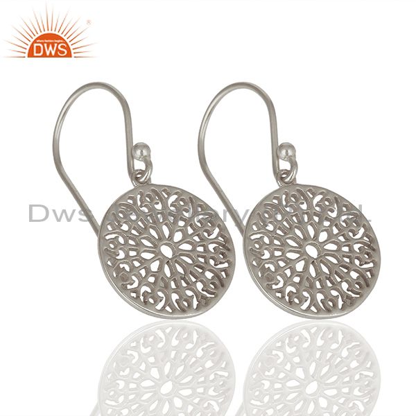Exporter Gardens Inspired 925 Sterling Silver White Rhodium Plated Round Earring