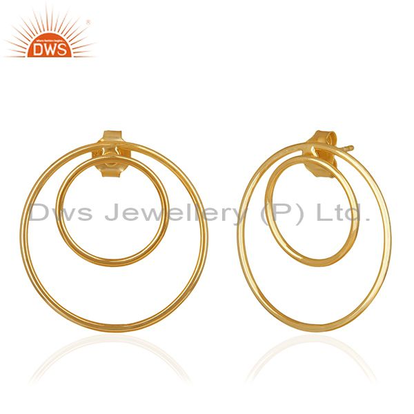 Exporter Gold Plated Sterling Silver Circle Design Earrings Manufacturers