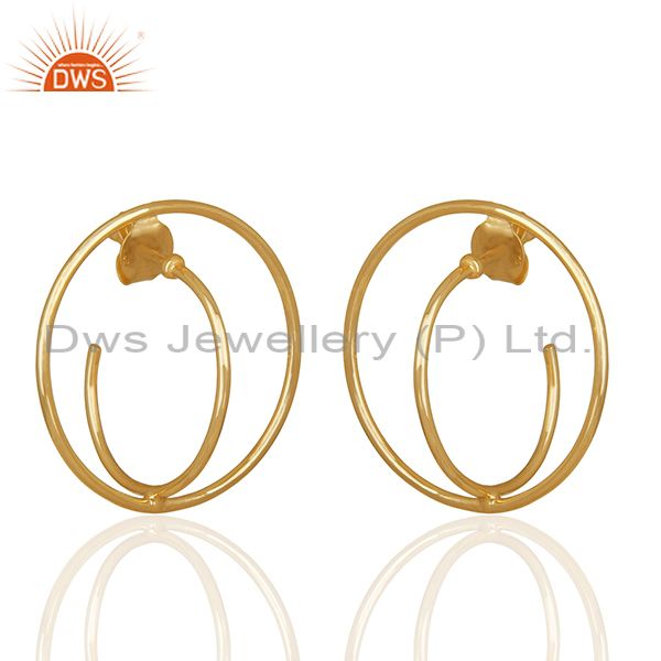 Exporter Simple Design Silver Gold Plated Plain Earrings Manufacturer