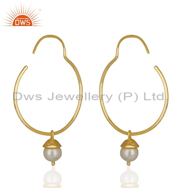 Exporter Handmade Gold Plated 925 Silver Pearl Gemstone Earrings Manufacturer