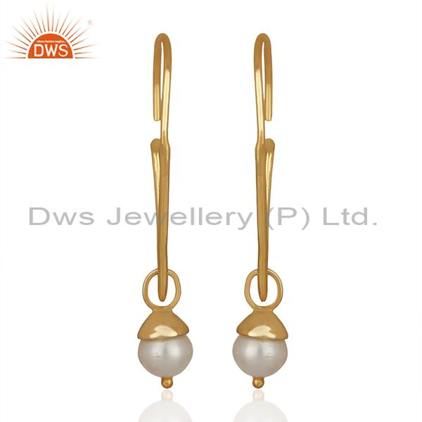 Exporter Fresh Watar Pearl 925 Silver Gold Plated Party Earrings Manufacturers