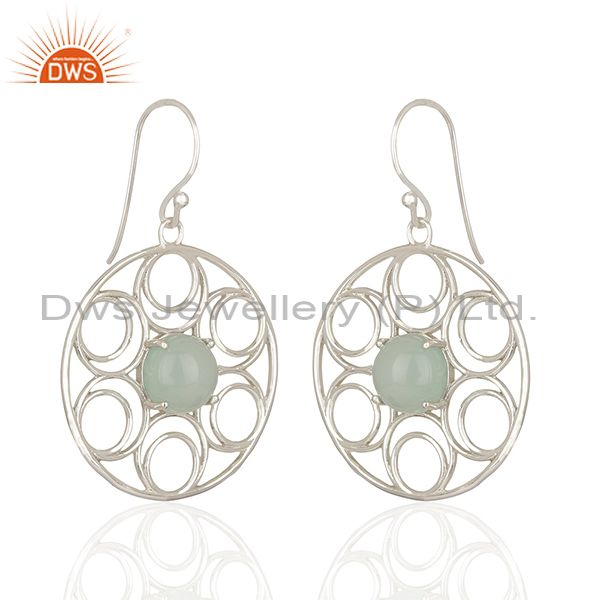 Wholesale Aqua Chalcedony Gemstone 925 Sterling Silver Earring Manufacturers