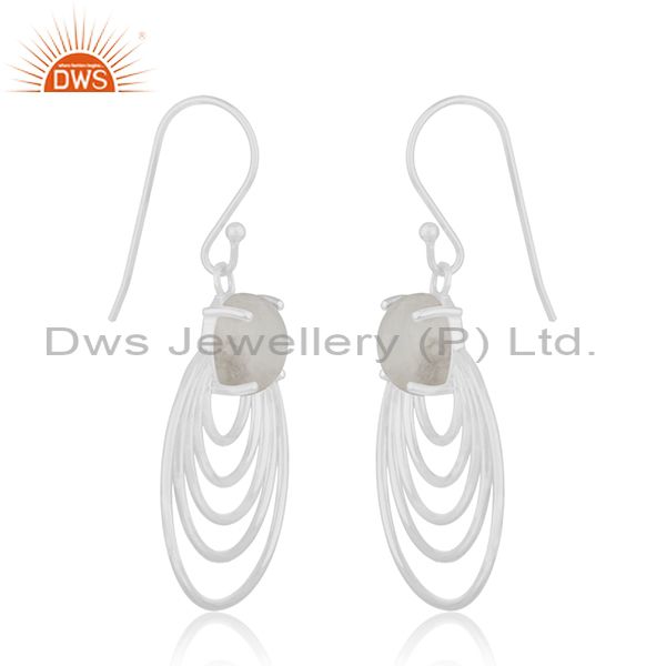 Wholesale Natural Rainbow Moonstone 925 Sterling Silver Earrings Manufacturer