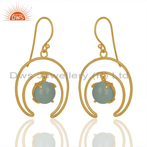 Supplier of Solid Sterling Silver Half Moon Design Chalcedony Gemstone Earrings