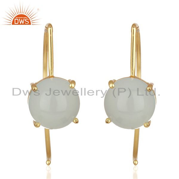 Manufacturer of Aqua Chalcedony Gemstone Simple 925 Silver Earrings Manufacturers