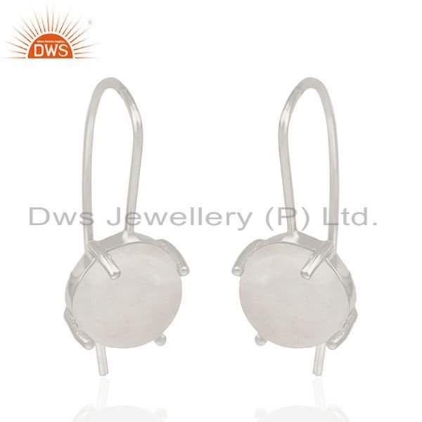 Exporter Natural Rainbow Moonstone Fine Sterling Silver Drop Earrings Manufacturer India