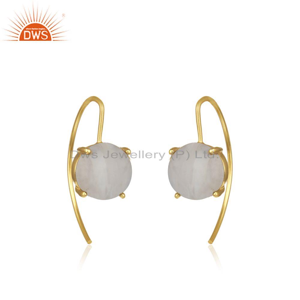 Wholesale Rainbow Moonstone Gold Plated Sterling Silver Earrings Manufacturer