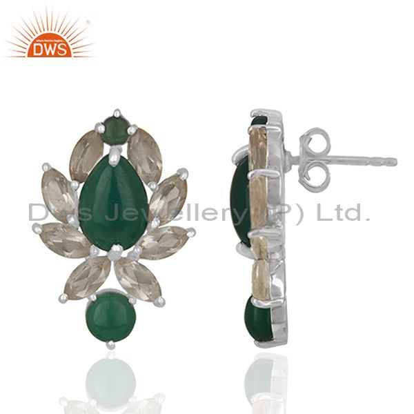 Exporter Designer Multi Gemstone 925 Silver Stud Custom Earrings Manufacturers