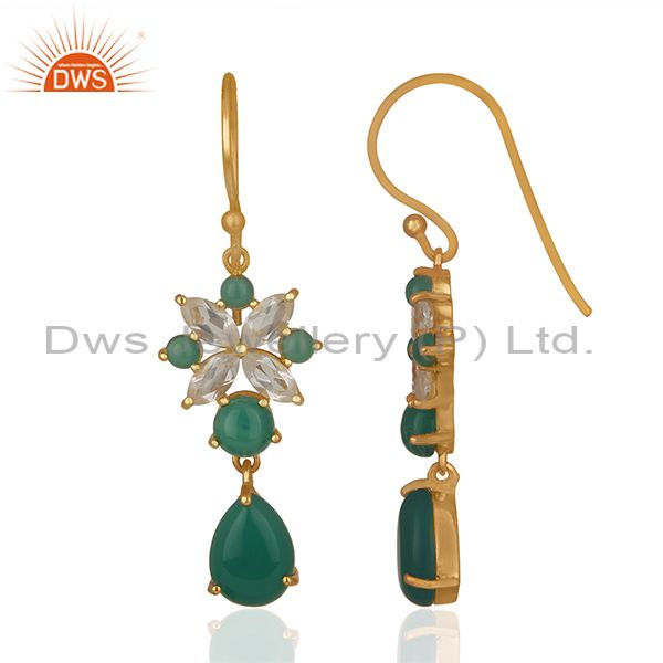 Exporter Handmade Gemstone 925 Silver Gold Plated Earrings Jewelry Wholesale