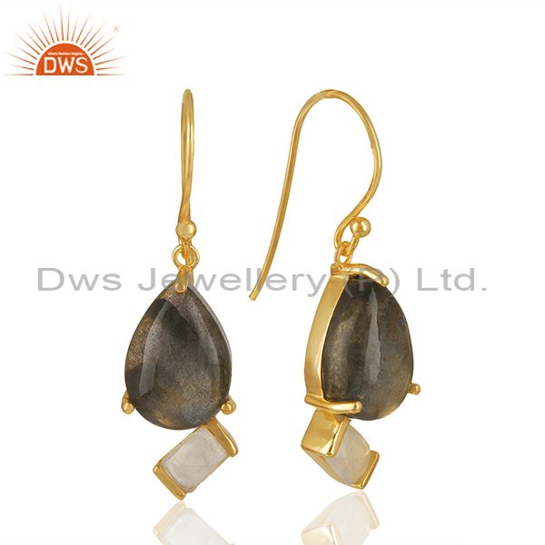 Exporter Natural Multi Gemstone 925 Silver Gold Plated Earrings Jewelry