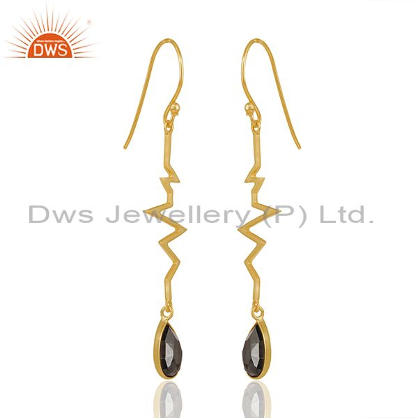 Exporter Hematite Heartbeat Collection Gold Plated Designer Sterling Silver Earring