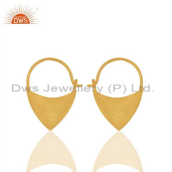 Exporter Solid Plain 925 Sterling Silver Gold Plated Handmade Earring Wholesale