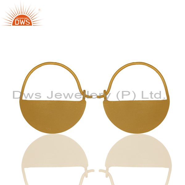 Exporter Round 925 Plain Silver Handmade Gold Plated Simple Earrings Suppliers