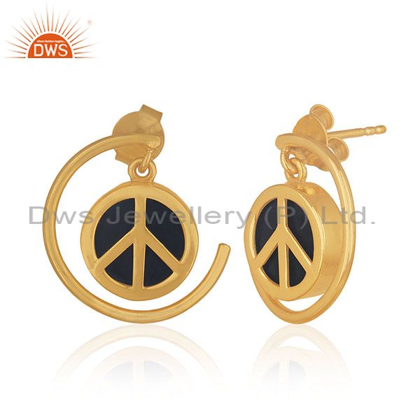 Exporter Customized Peace Charm 92.5 Sterling Silver Gemstone Earrings Manufacturer India