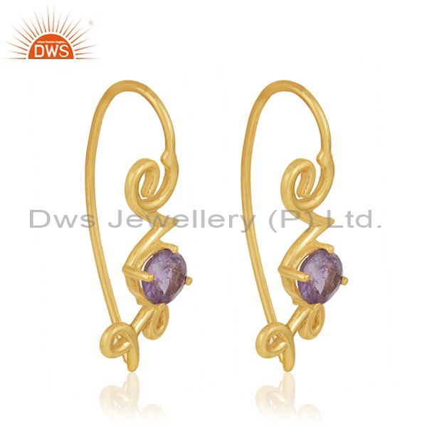 Exporter Custom Love Initial 925 Silver Gold Plated February Birthstone Earring Suppliers