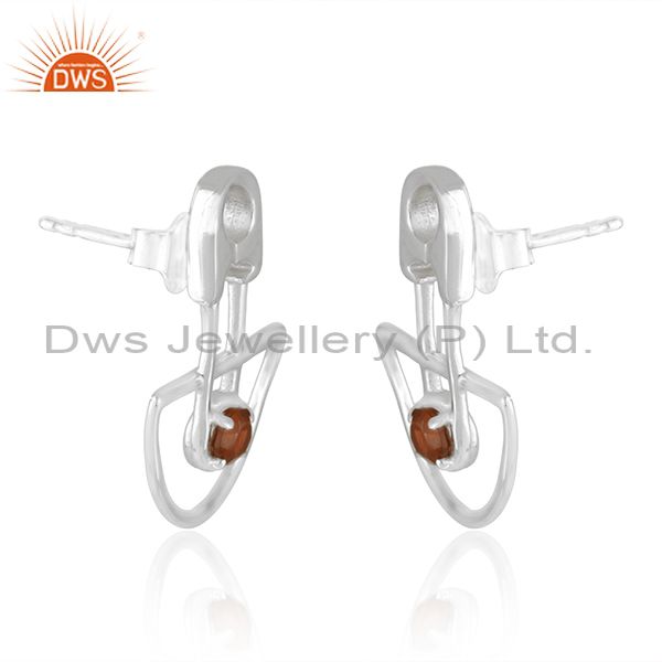 Exporter Customized Design 925 Sterling Silver Garnet Gemstone Stud Earrings Manufacturer