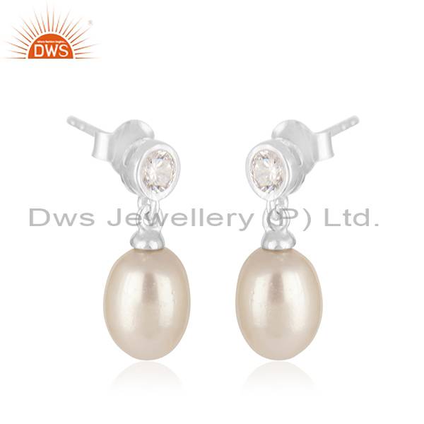 Exquisite Pearl & CZ Handcrafted Earrings