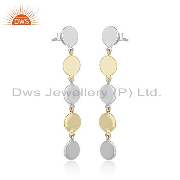 Handcrafted multicharm dualtone gold on silver long earring