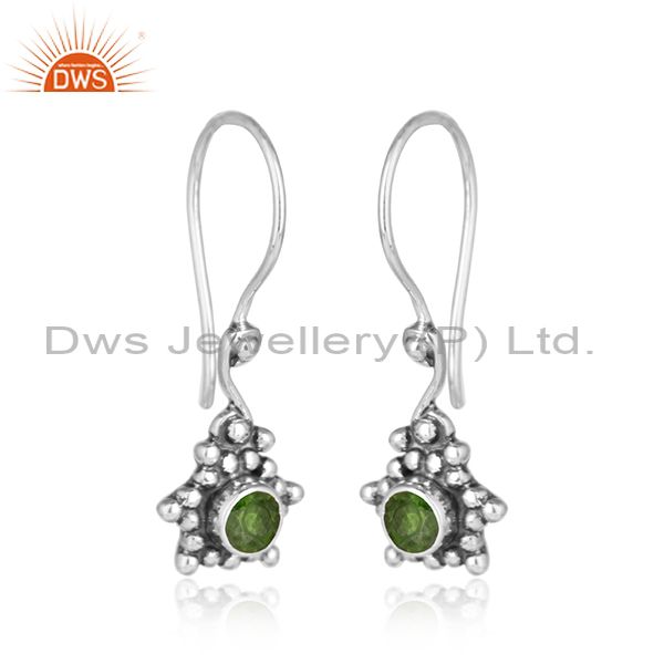 Chrome diopside gemstone designer oxidized silver womens earrings