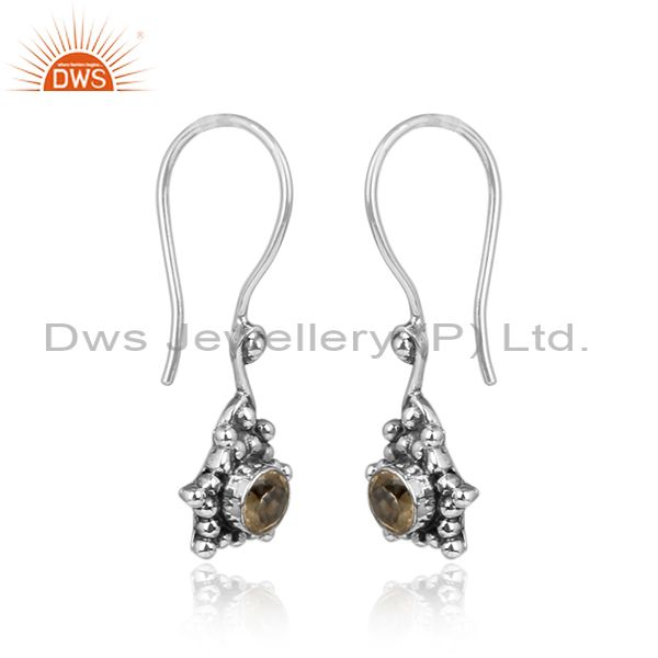Citrine gemstone designer silver oxidized womens earrings jewelry