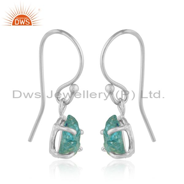Exporter 925 Sterling Fine Silver Apatite Gemstone Designer Hook Earrings