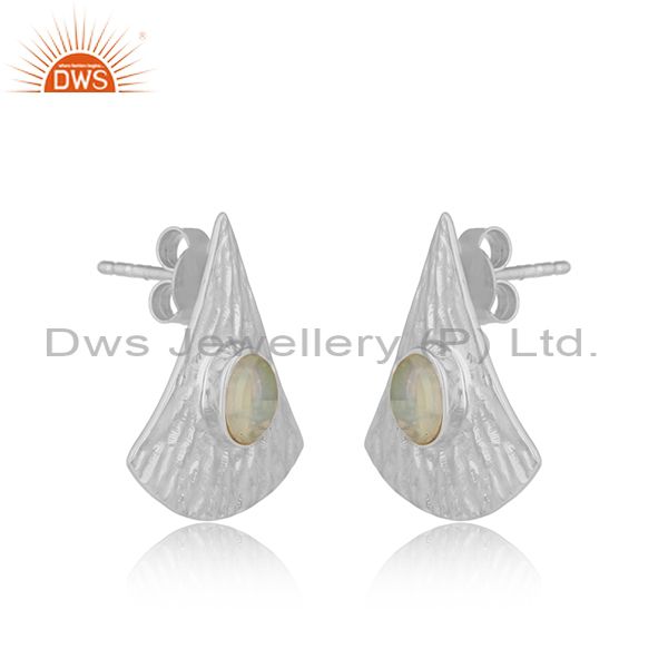 Exporter Handmade Texture Fine Silver Ethiopian Opal Gemstone Earrings