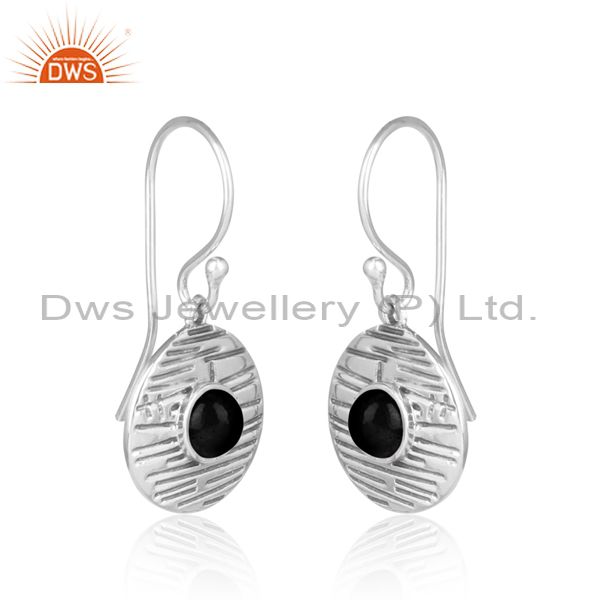 Black Onyx Set Handmade Oxidized Sterling Silver Earrings