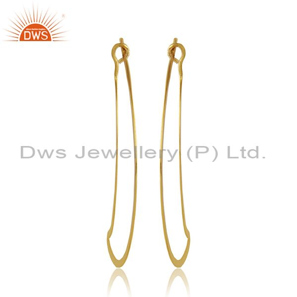 Banana design 18k yellow gold plated womens plain silver earrings